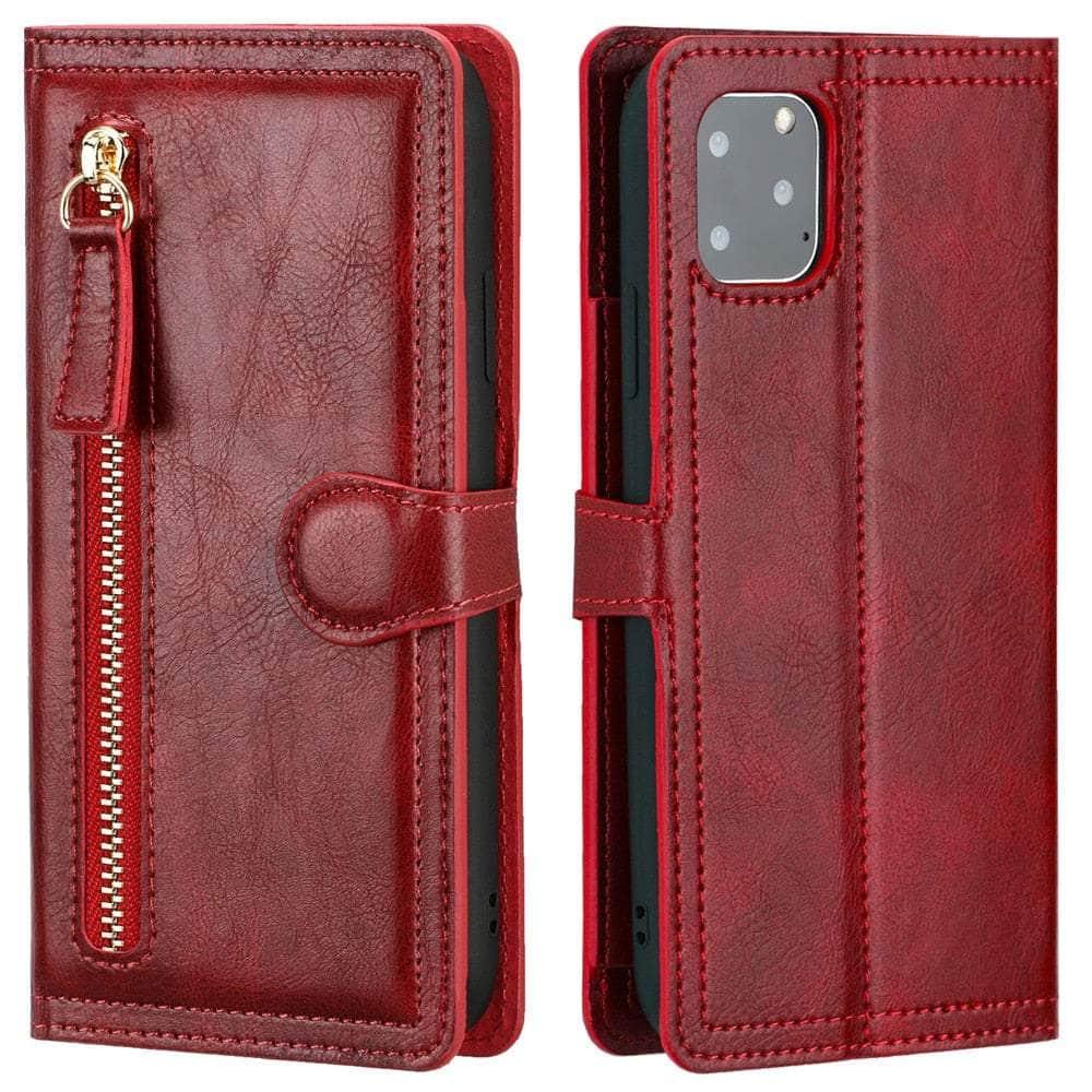 Casebuddy Red / For iPhone 14 Pro iPhone 14 Pro Leather Wallet Book Case