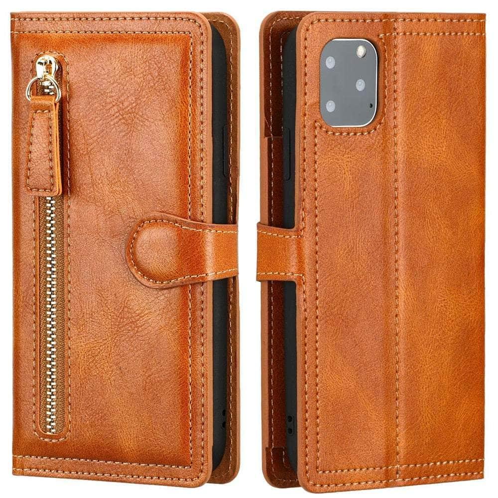 Casebuddy Orange / For iPhone 14 Pro iPhone 14 Pro Leather Wallet Book Case