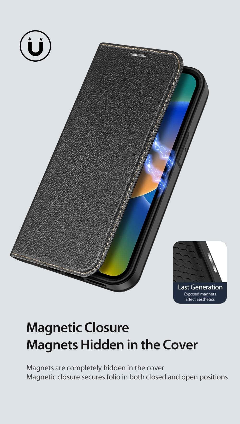 Casebuddy iPhone 14 Pro Max Magnetic Folio Leather Flip Wallet Stand