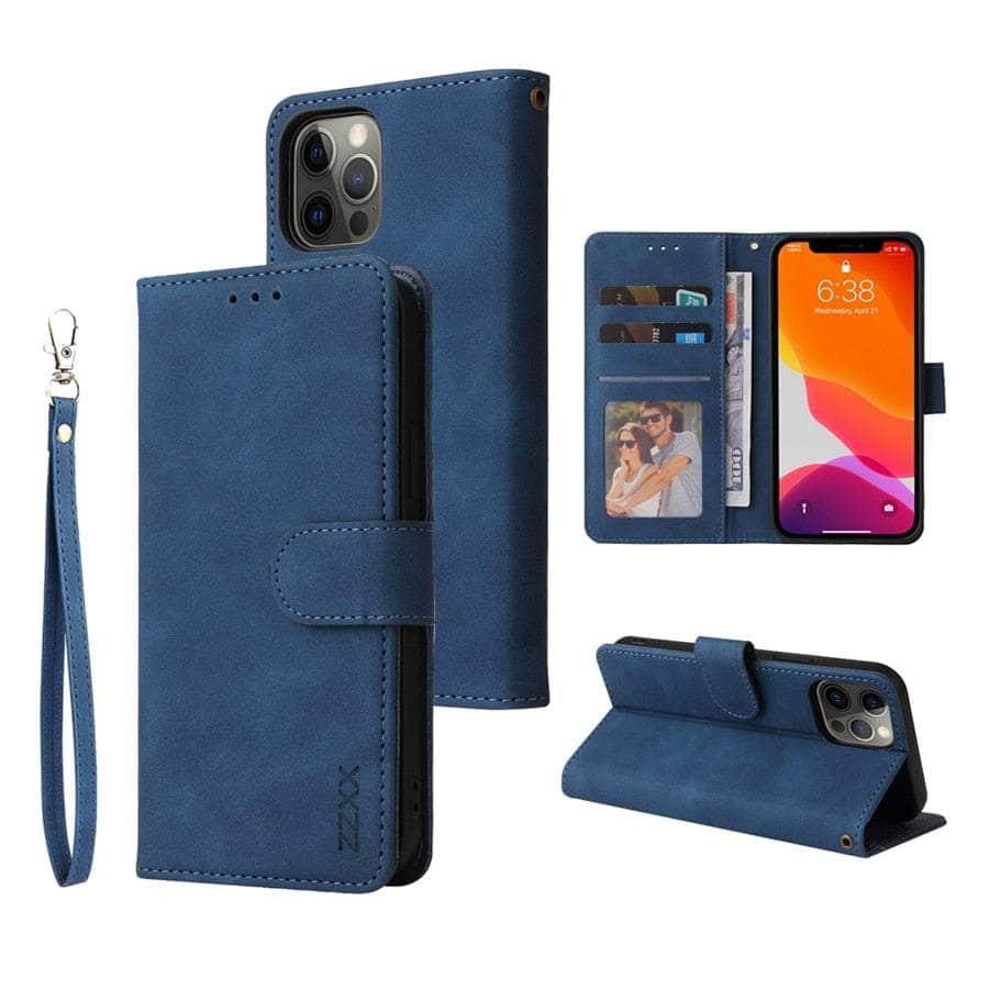 Casebuddy Blue / iPhone 14 Pro iPhone 14 Pro Wallet Lanyard Credit Card Case