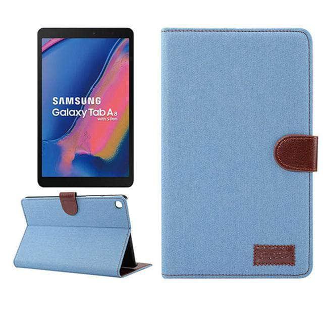 Leather Jean Samsung Galaxy Tab A 8.0 2019 S Pen P200 P205 SM-P200 SM-P205 Case Auto Sleep Wake Smart Case Cover - CaseBuddy