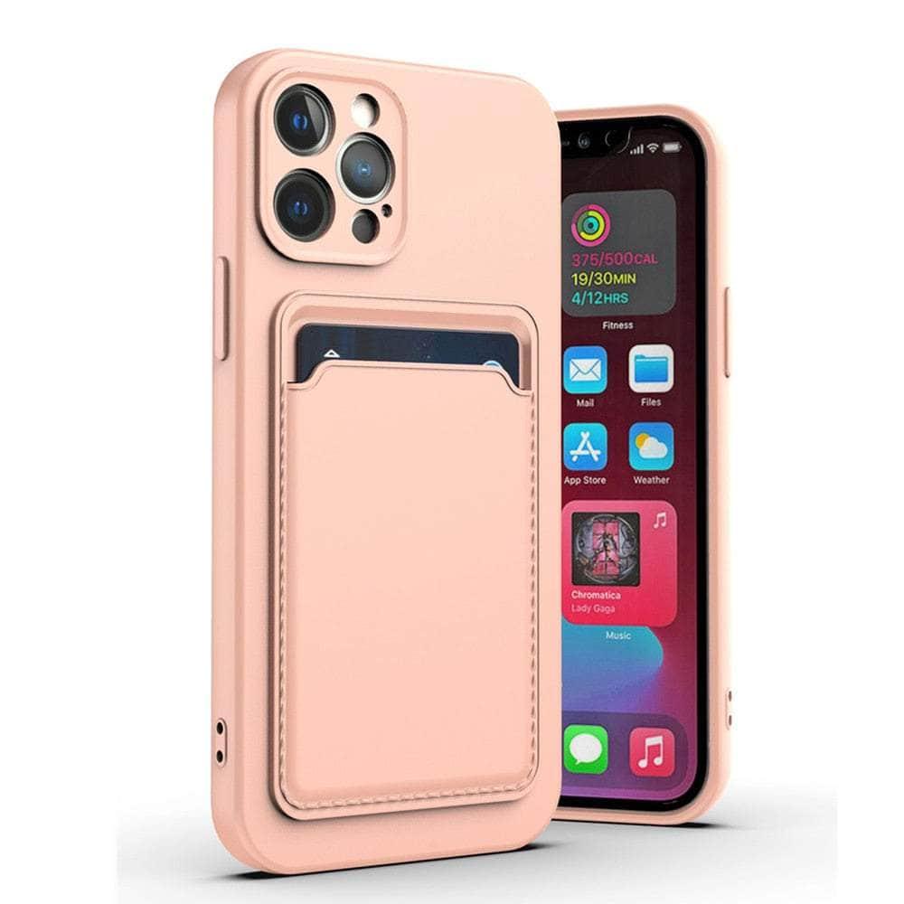 Casebuddy for iPhone 14 Max / Pink Liquid Silicone iPhone 14 Max Wallet Case