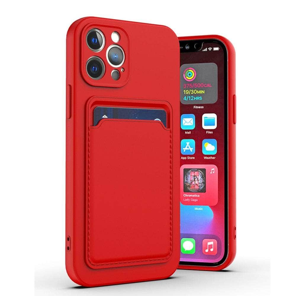 Casebuddy for iPhone 14 Max / Red Liquid Silicone iPhone 14 Max Wallet Case