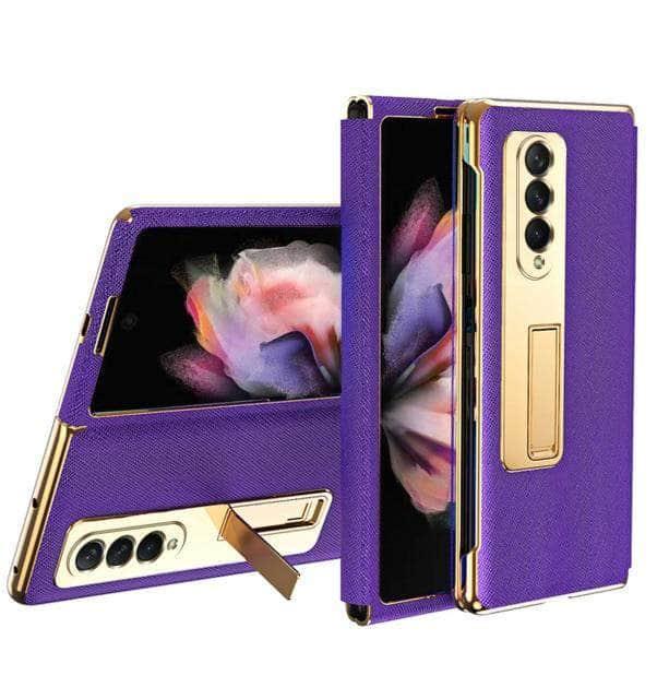 CaseBuddy Australia Casebuddy Z Fold 3 / purple Luxury Galaxy Z Fold 3 Foldable Kickstand Front Cover