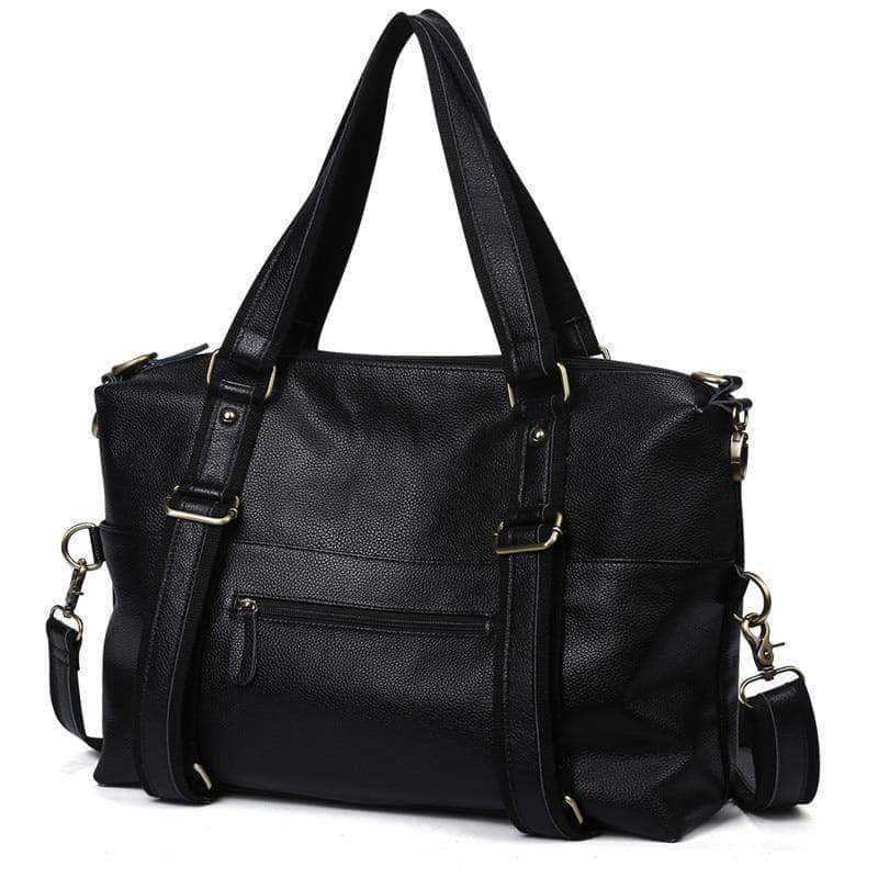 CaseBuddy Australia Casebuddy Nesitu Large Capacity Black Genuine Leather A4 Handbag