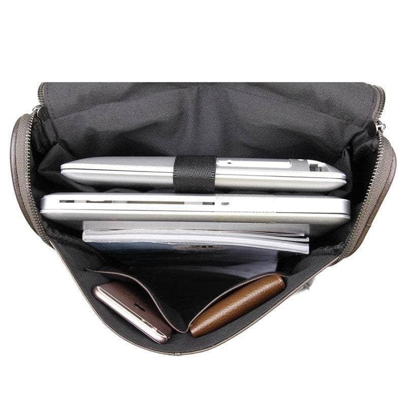CaseBuddy Casebuddy Nesitu Vintage Unisex Real Genuine Leather Women Men Backpack 14'' Laptop Bag