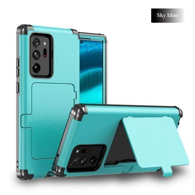CaseBuddy Australia Casebuddy S20 / Sky Blue Samsung Galaxy Make up Mirror Armor Case Card Slots Holder Cover