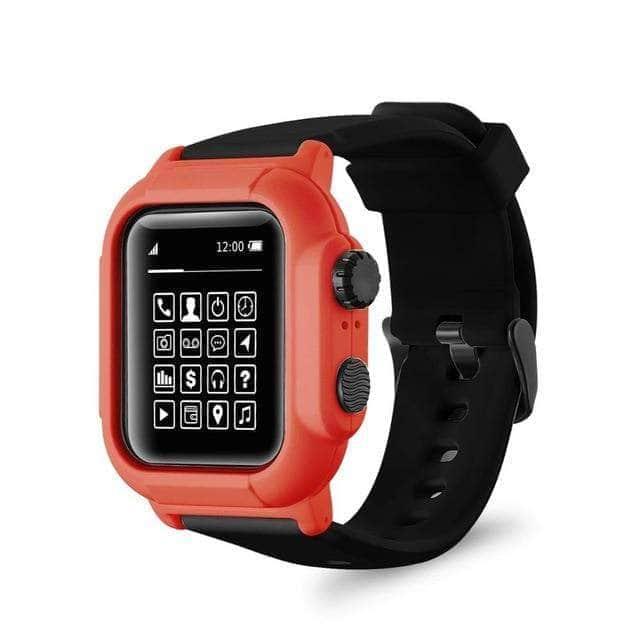 CaseBuddy Australia Casebuddy Red Black / 42mm Waterproof Silicone Sport Band Strap Apple Watch 6 5 4 3 2 SE 44/42