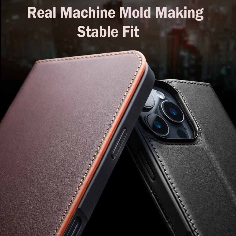 QIALINO Genuine Leather iPhone 17 Pro Max Handmade Case