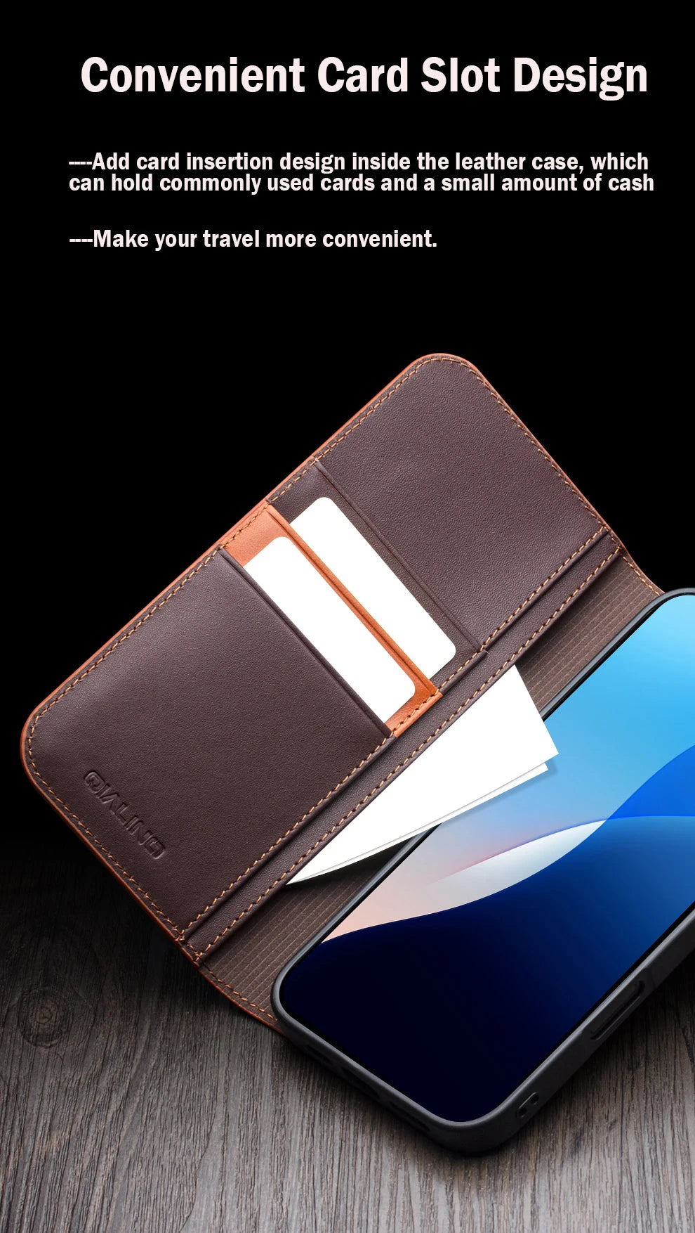 QIALINO Genuine Leather iPhone 17 Handmade Case