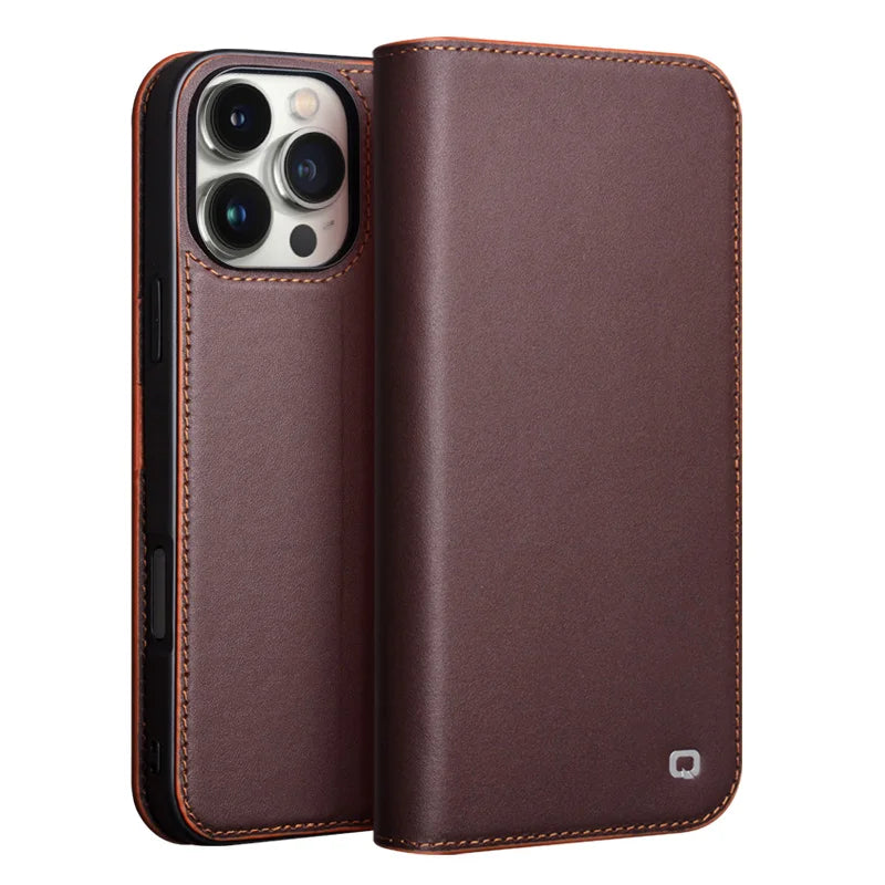QIALINO Genuine Leather iPhone 17 Pro Handmade Case