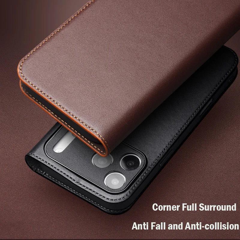 QIALINO Genuine Leather iPhone 17 Pro Max Handmade Case