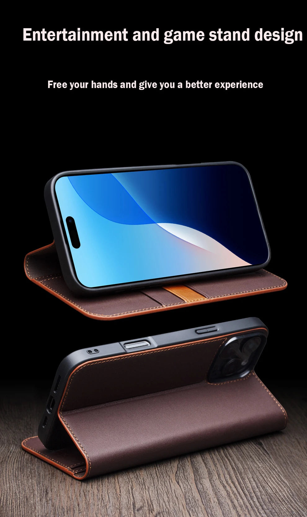 QIALINO Genuine Leather iPhone 17 Handmade Case