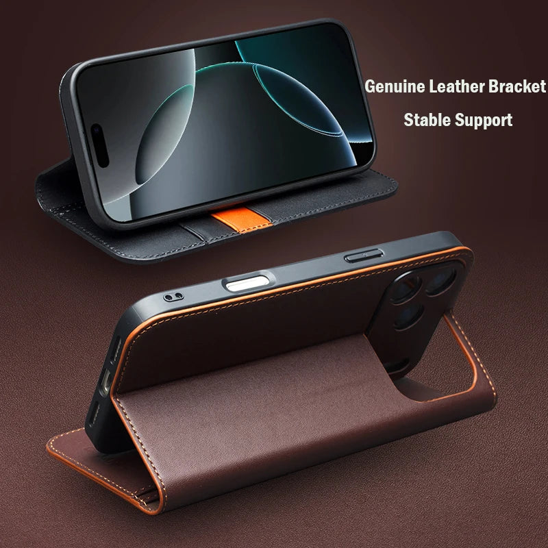 QIALINO Genuine Leather iPhone 17 Pro Max Handmade Case