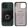 Casebuddy Green / iPhone 15 Pro Max 360° iPhone 15 Pro Max Ring Kickstand Real Leather Cover