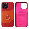 Casebuddy Red / iPhone 15 Pro 360° iPhone 15 Pro Ring Kickstand Real Leather Cover