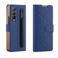 CaseBuddy Australia 0 Blue / Case Only (No Pen) / For Samsung Z Fold 4 Magnetic Vegan Leather Galaxy Z Fold 4 Case