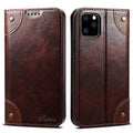 Casebuddy Dark Brown / For Iphone 15 ProMax Classic iPhone 15 Pro Max Wallet Flip Genuine Leather Case