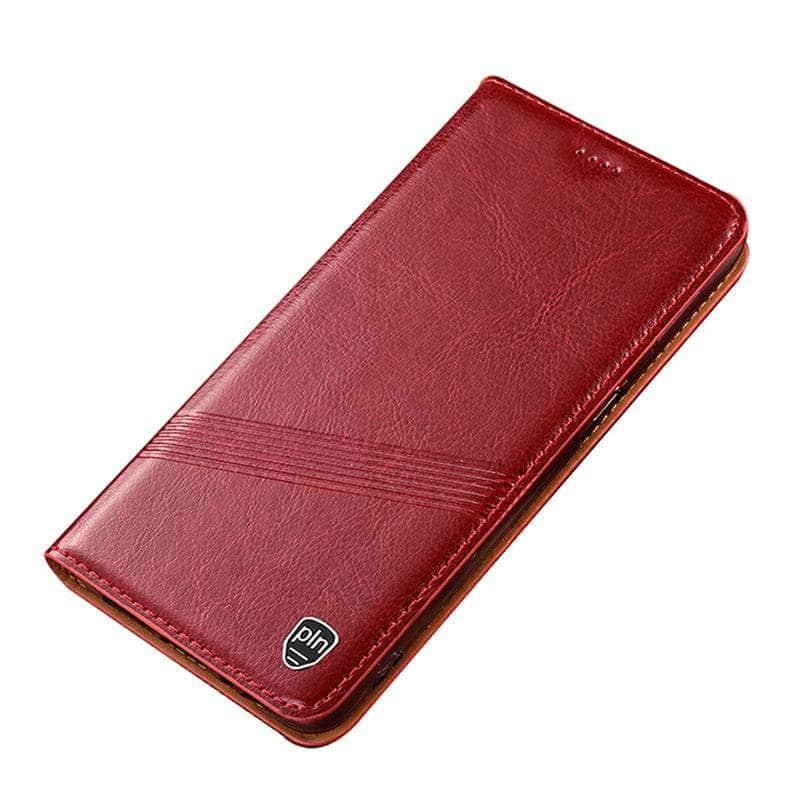 Casebuddy Red / For Iphone 15 Plus Crazy Horse Real Leather 15 Plus Magnetic Cover