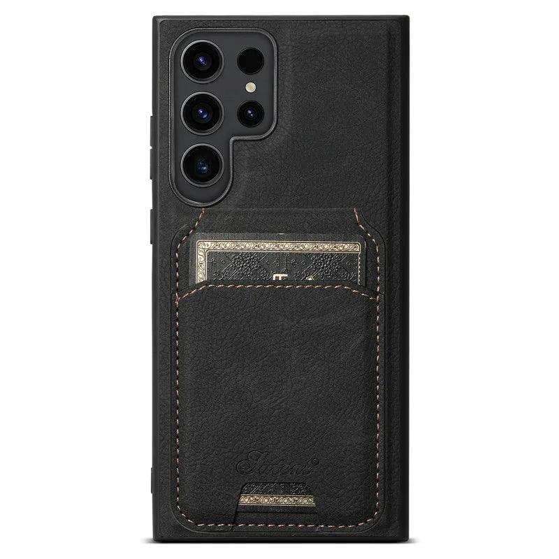 Casebuddy black / S24 Plus Galaxy S24 Plus Card Holder Vegan Leather Magnetic Pocket