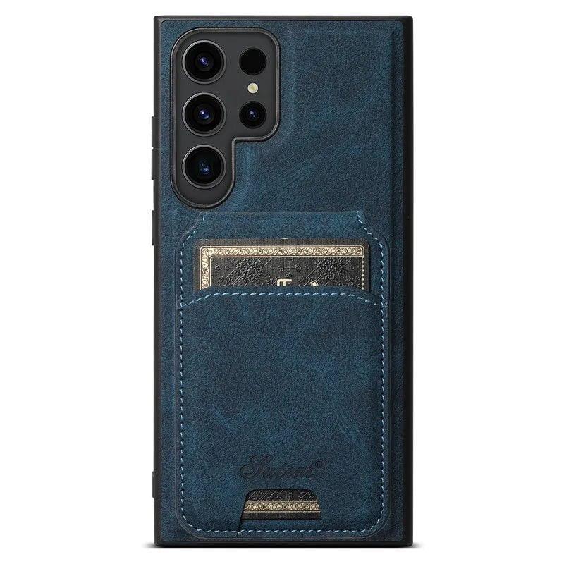 Casebuddy Blue / S24 Plus Galaxy S24 Plus Card Holder Vegan Leather Magnetic Pocket