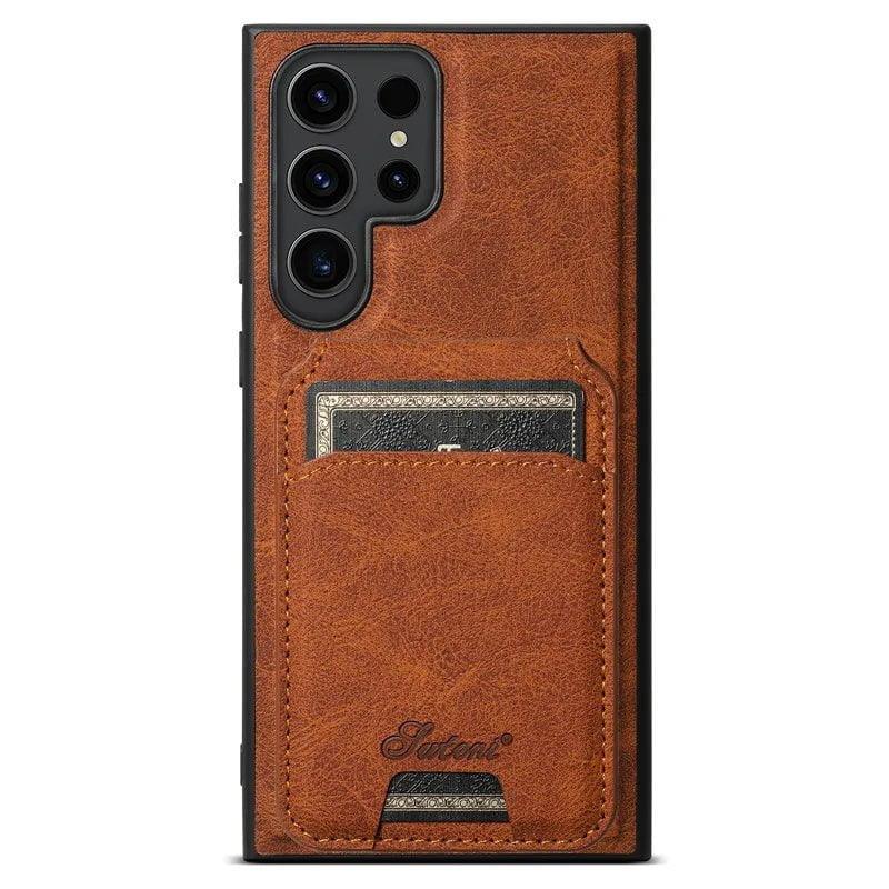 Casebuddy Khaki / S24 Plus Galaxy S24 Plus Card Holder Vegan Leather Magnetic Pocket