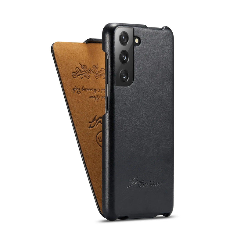 Casebuddy black / Samsung S24 Galaxy S24 Vertical Flip Vegan Leather Case