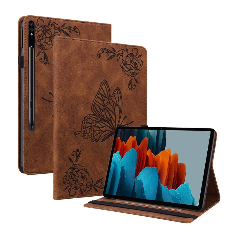 Casebuddy Brown / Tab S9 11 inch Galaxy Tab S9 2023 Vegan Leather Butterfly Cover