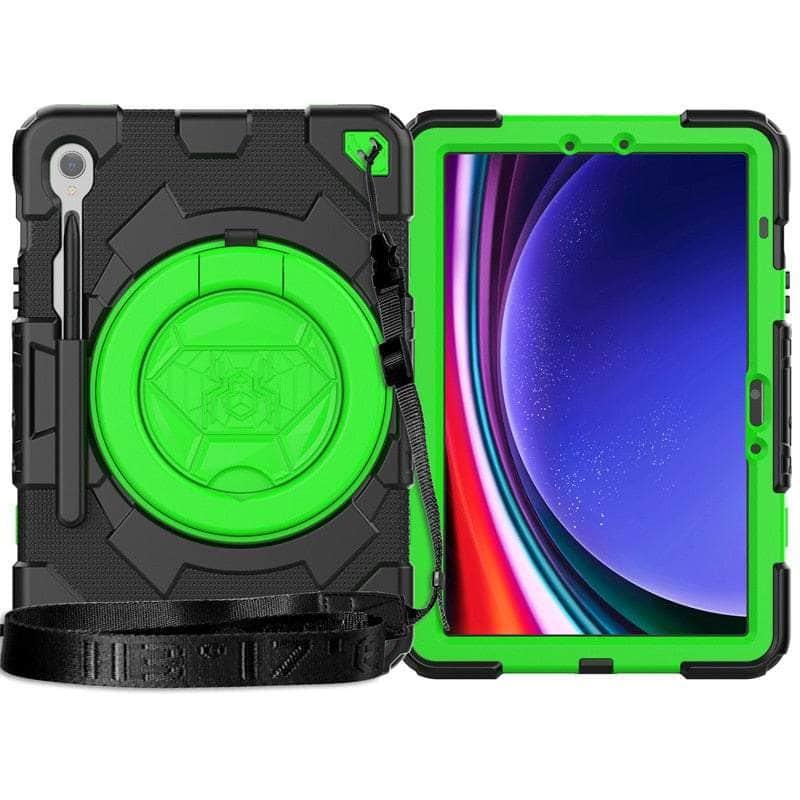 Casebuddy Black-Green / S9 Plus 12.4 inch Galaxy Tab S9 Plus Shockproof Kids Cover