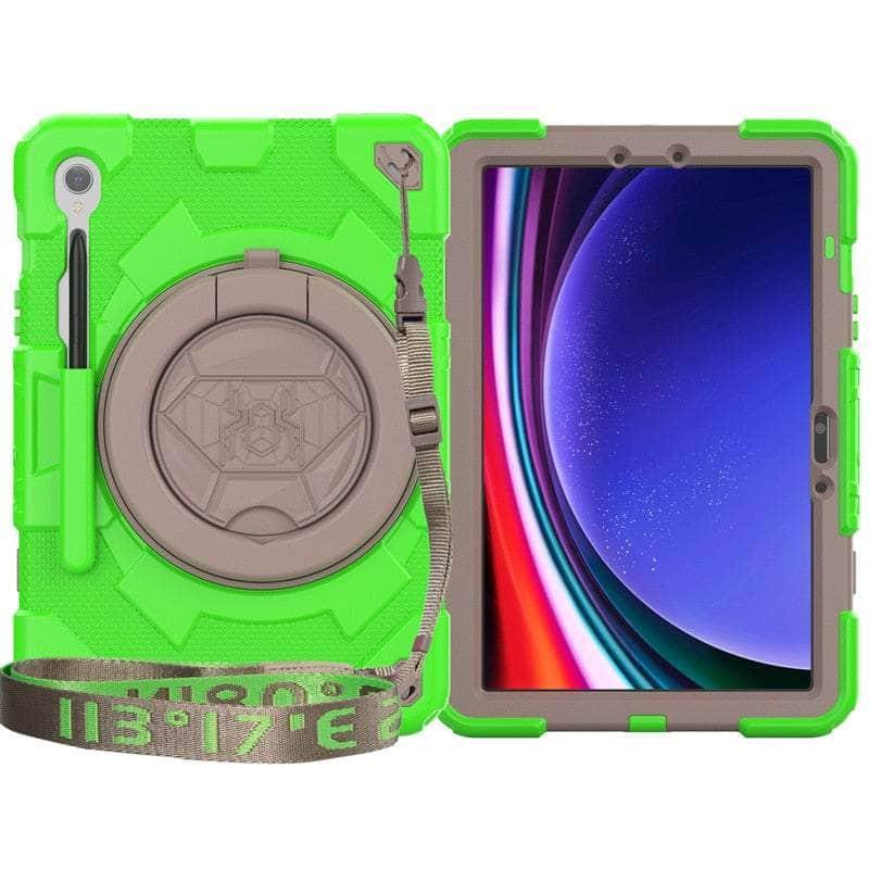Casebuddy Green-Coffee / S9 Plus 12.4 inch Galaxy Tab S9 Plus Shockproof Kids Cover