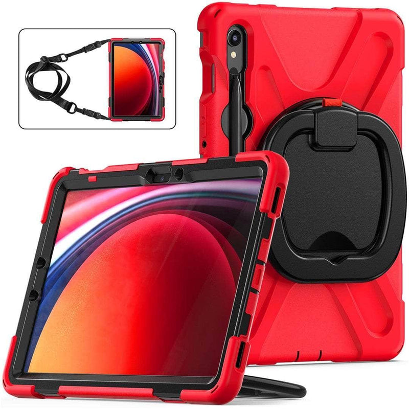 Casebuddy Red / Tab S9 11 inch Galaxy Tab S9 Rotating Shockproof Rugged Cover
