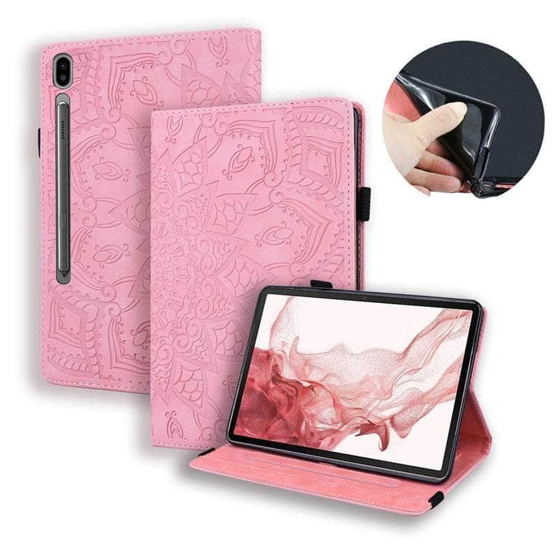 Casebuddy pink-flower / S9 Ultra (14.6 inch) Galaxy Tab S9 Ultra Luxury Vegan Leather Wallet