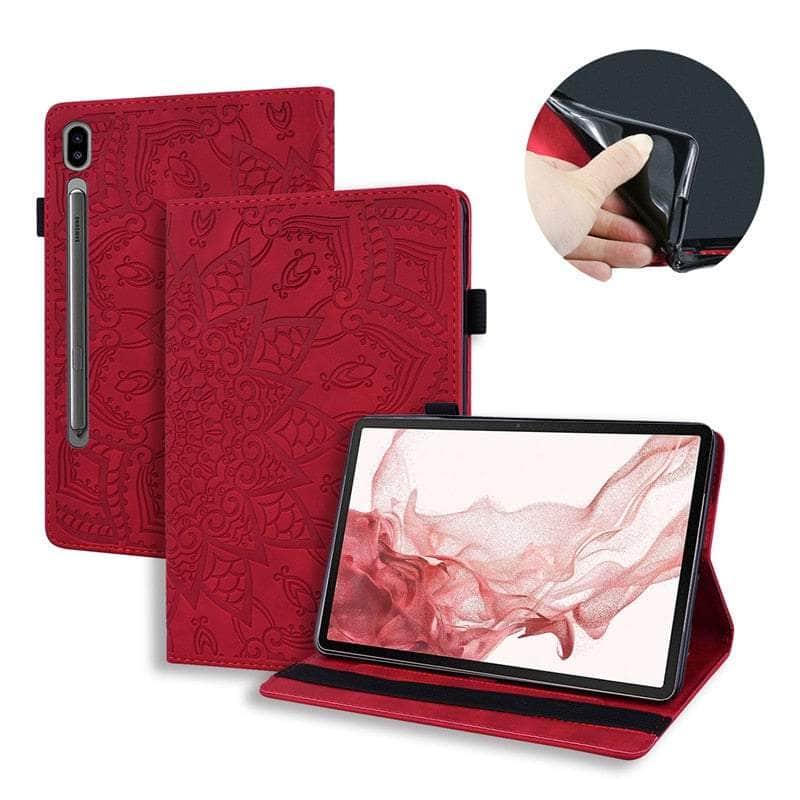 Casebuddy red-flower / S9 Ultra (14.6 inch) Galaxy Tab S9 Ultra Luxury Vegan Leather Wallet