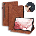 Casebuddy brown-flower / S9 Ultra (14.6 inch) Galaxy Tab S9 Ultra Luxury Vegan Leather Wallet