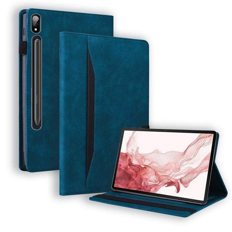 Casebuddy blue-business / S9 Ultra (14.6 inch) Galaxy Tab S9 Ultra Luxury Vegan Leather Wallet