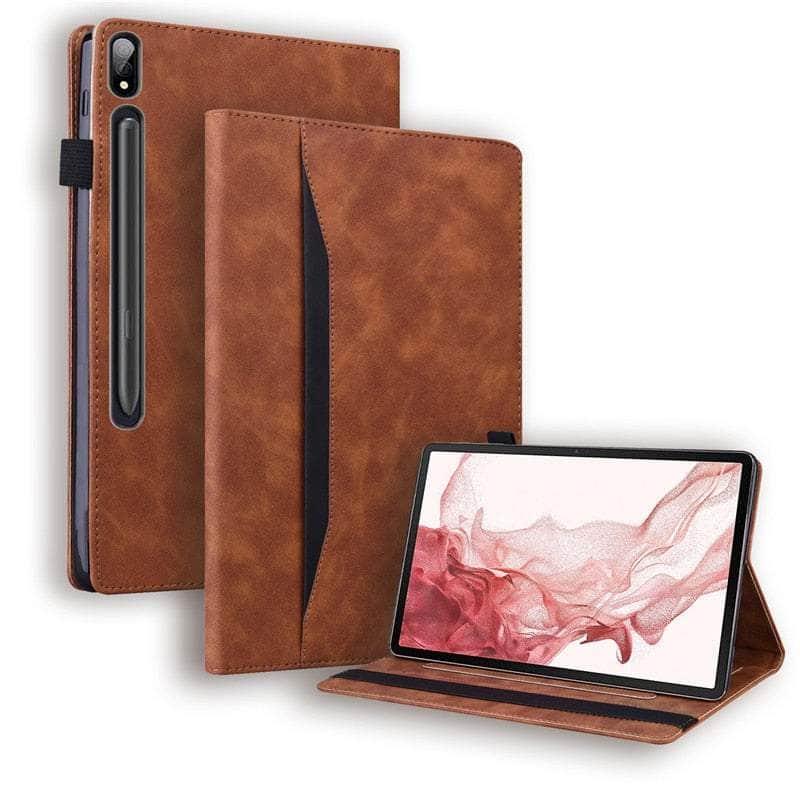Casebuddy brown-business / S9 Ultra (14.6 inch) Galaxy Tab S9 Ultra Luxury Vegan Leather Wallet