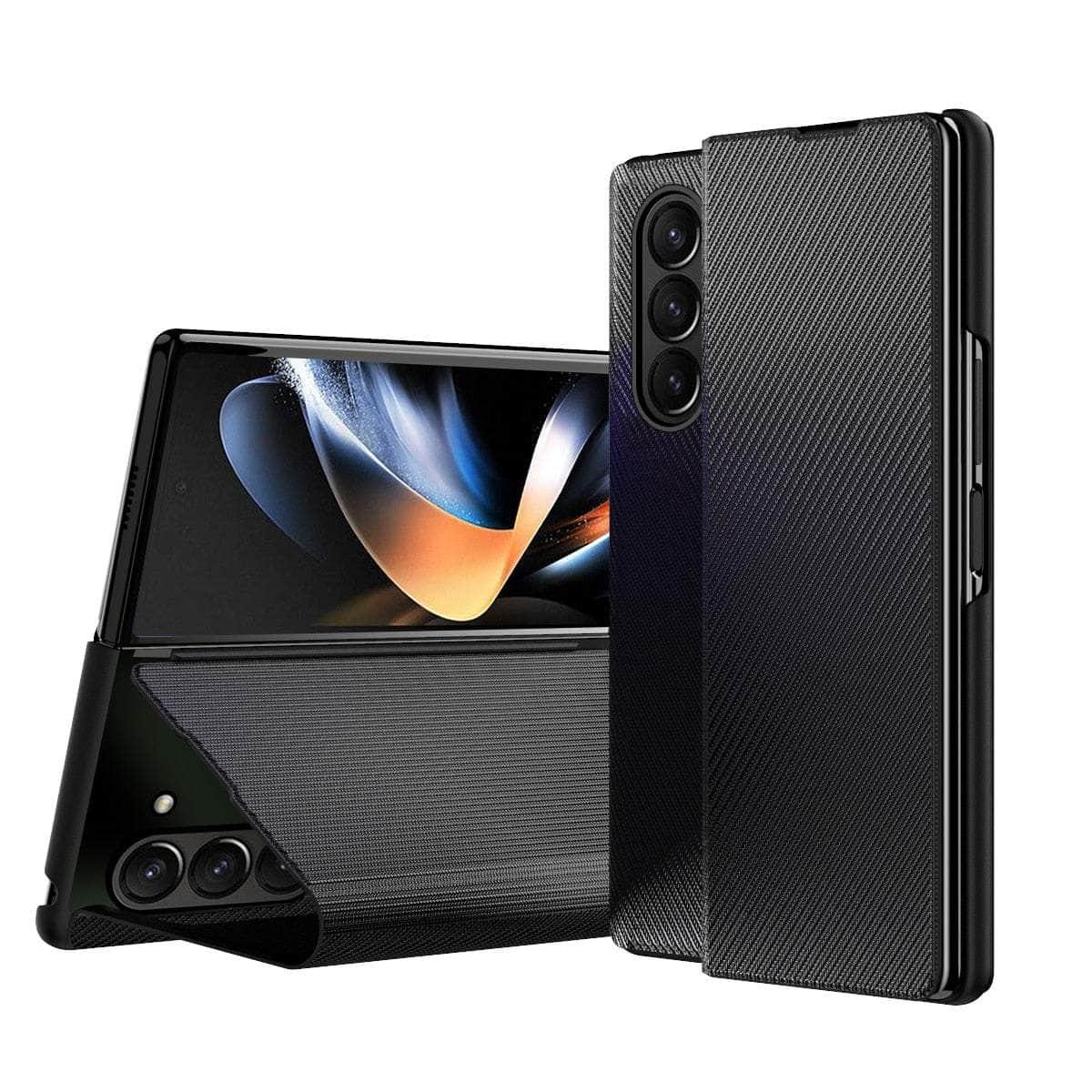 Casebuddy black / for Galaxy Z Fold 4 Galaxy Z Fold 4 Matte Carbon Fiber Folding Cover