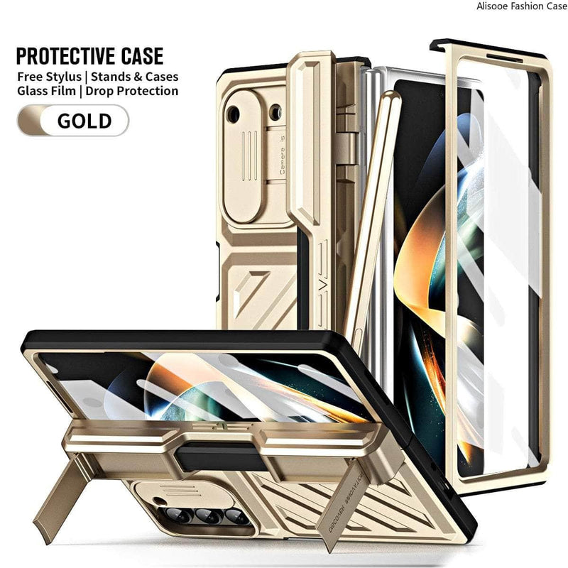 Casebuddy Gold / For Galaxy Z Fold 5 Galaxy Z Fold 5 Rugged Armor Pen Slot Case
