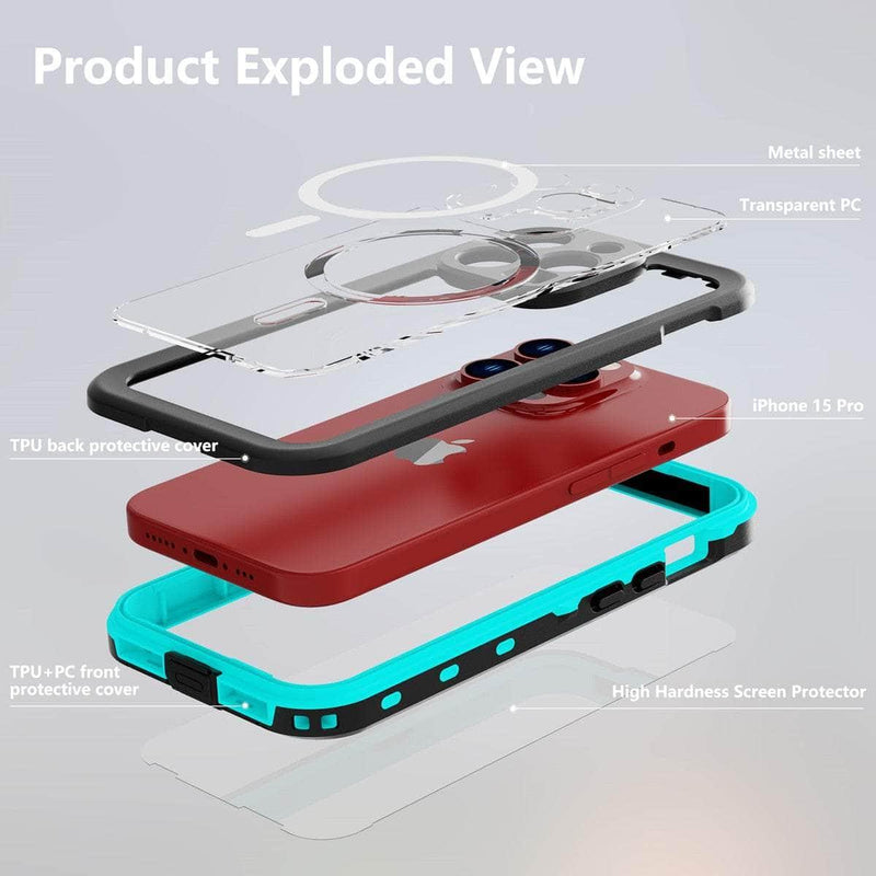 Casebuddy Black / For iPhone 15 iPhone 15 IP68 Waterproof Wireless MagSafe Case