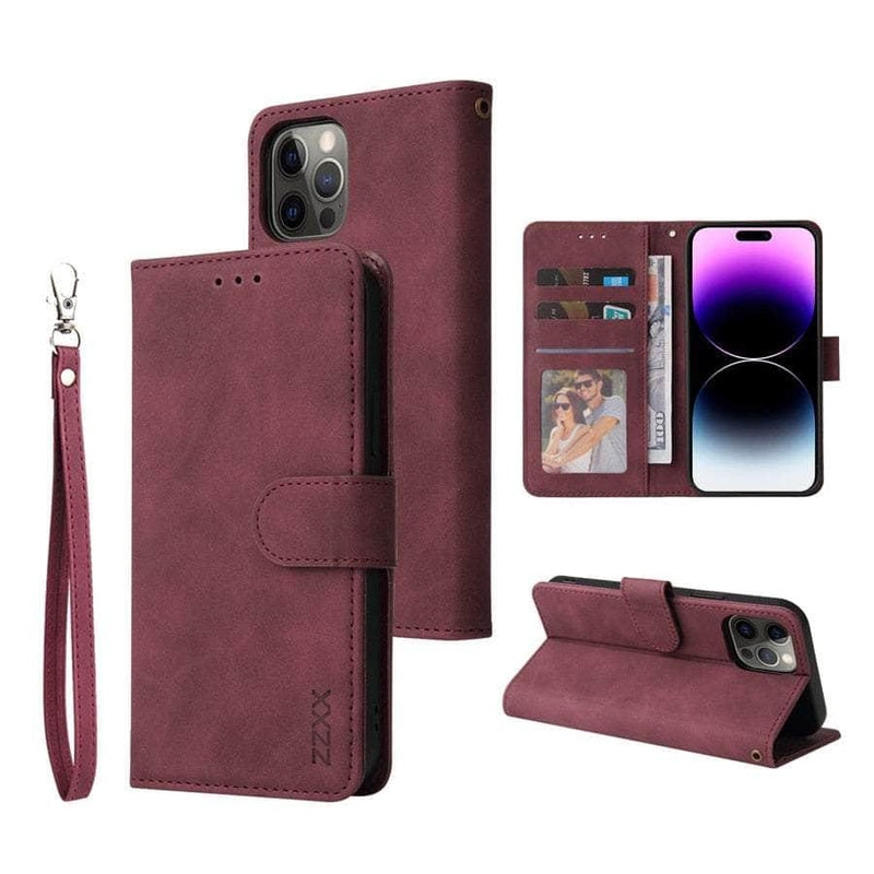 Casebuddy Wine red / iPhone 15 iPhone 15 Leather Wallet Case