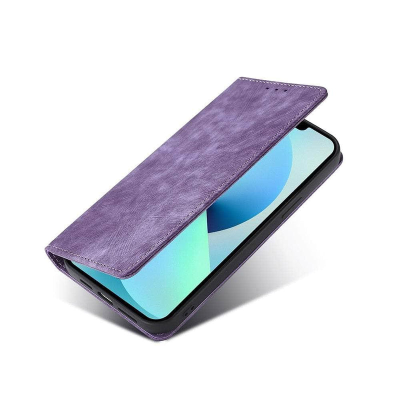 Casebuddy for iPhone 15 Plus / Purple iPhone 15 Plus Luxury Business Vegan Leather Case