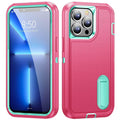 Casebuddy Rose Red-Cyan / For iPhone 15 Pro iPhone 15 Pro Heavy Armor Shockproof Defend Case
