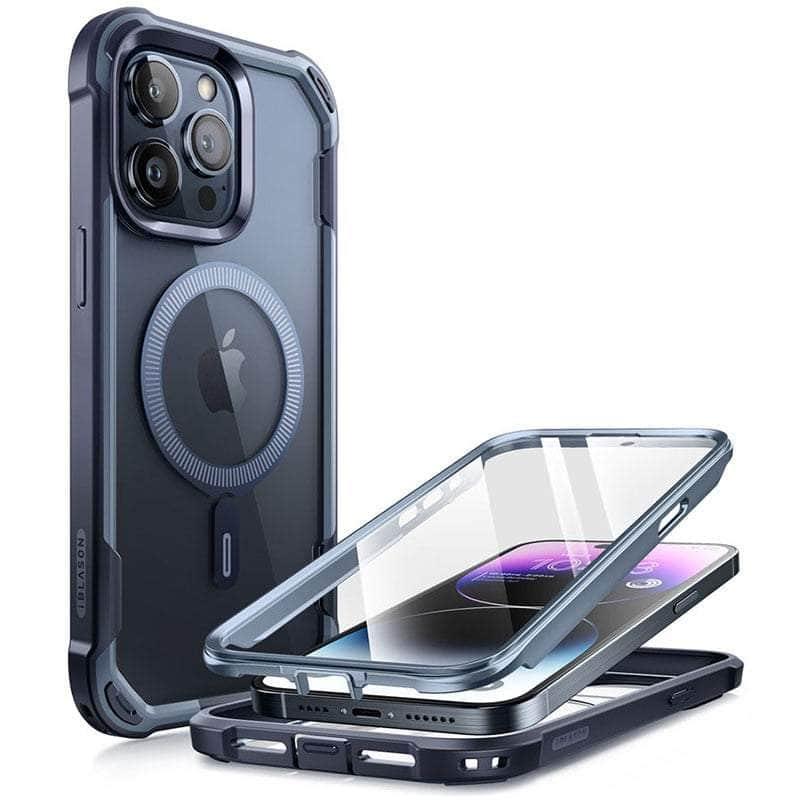 Casebuddy Navy / PC + TPU iPhone 15 Pro I-BLASON AresMag Shockproof MagSafe Case