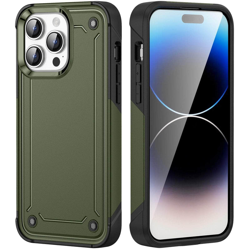 Casebuddy Green-Black / For iPhone 15 Pro iPhone 15 Pro Shockproof Hard Plastic TPU Bumper