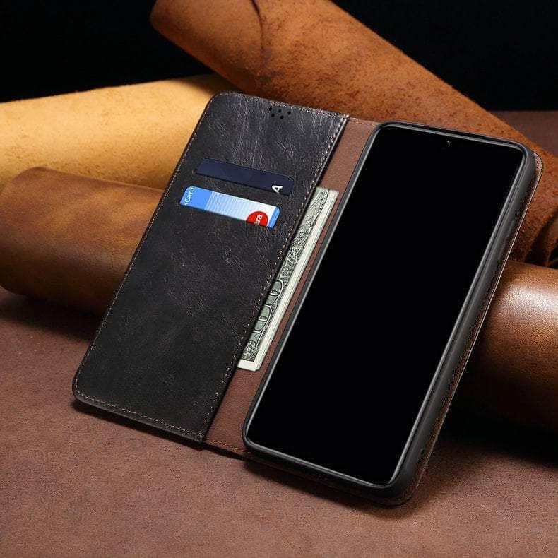 Casebuddy Luxury Galaxy A14 Vegan Leather Magnet Book