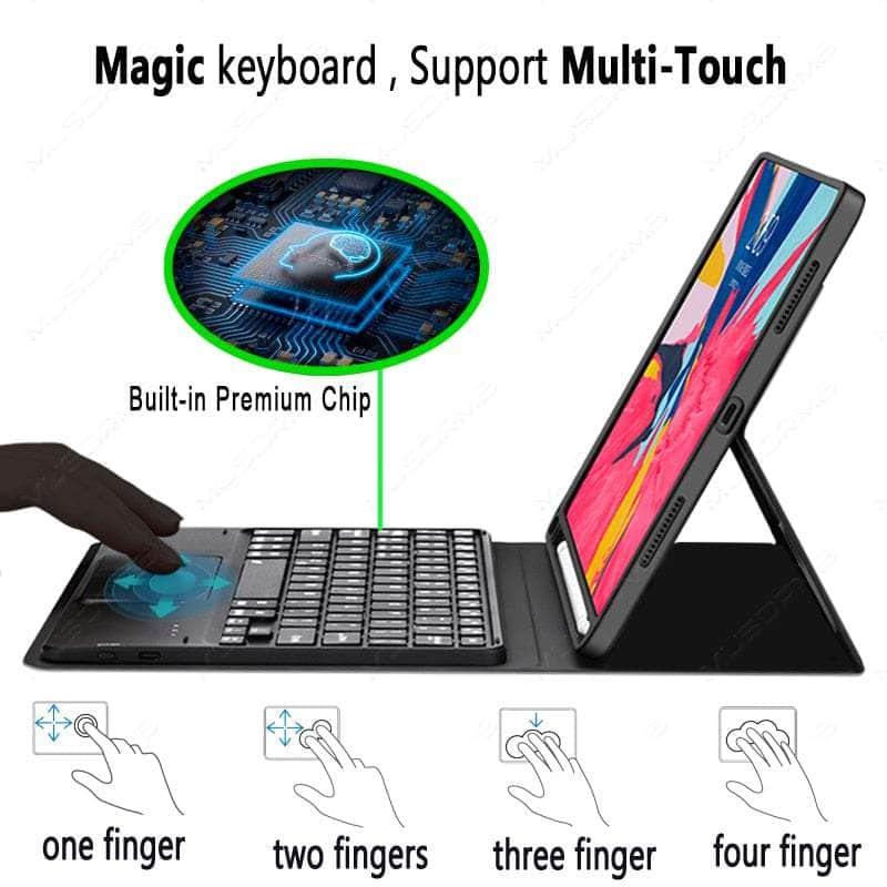 Casebuddy Black / Tab S9 Plus 12.4 Magic Galaxy S9 Plus Touchpad Backlit Keyboard Case