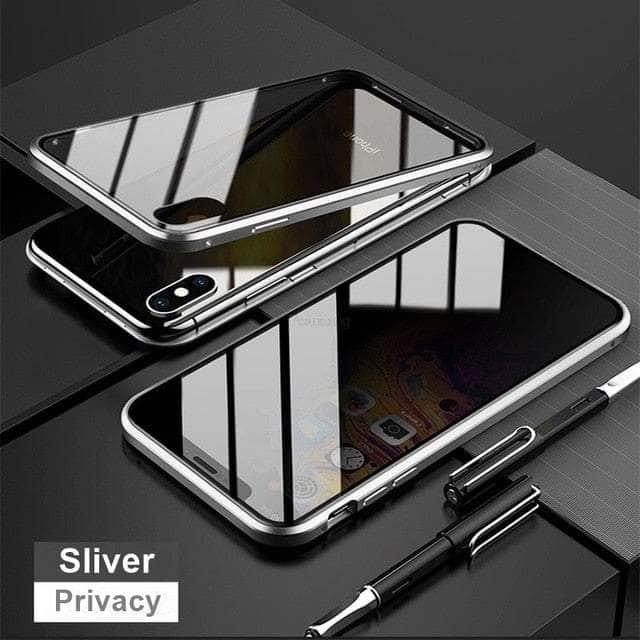 Casebuddy Silver / For iphone 15Pro Max Magnetic Tempered iPhone 15 Pro Max Glass Privacy Case