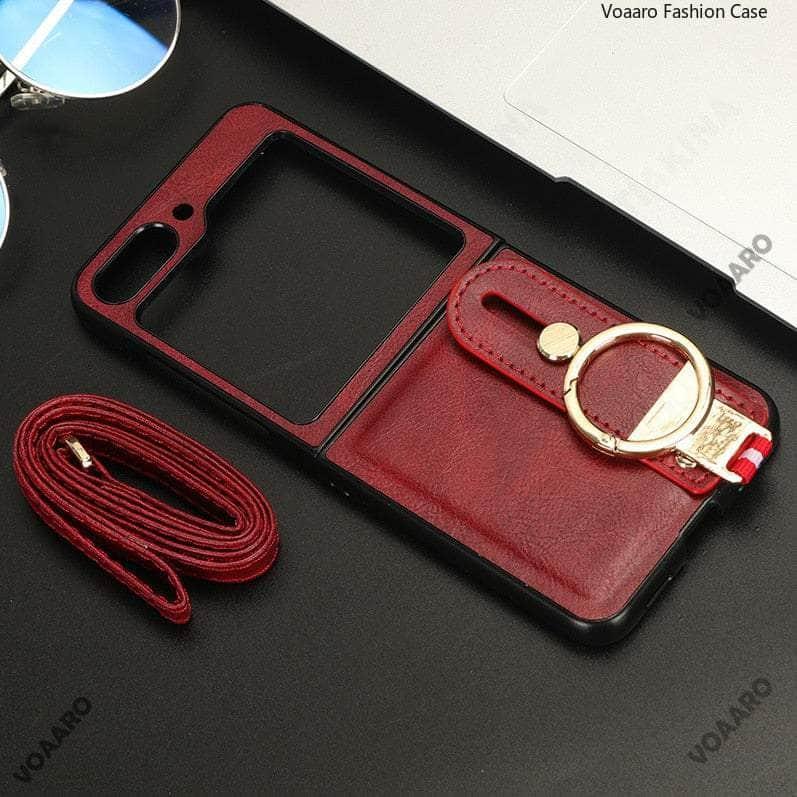 Casebuddy Red Add Strap / For Galaxy Z Flip 5 Metal Ring Galaxy Z Flip 5 Wristband Case
