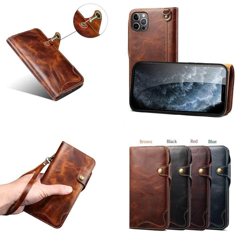 Casebuddy Real Leather iPhone 15 Vintage Card Case