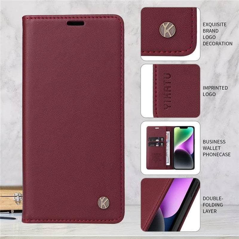 Casebuddy Claret / for Galaxy A14 5G Samsung Galaxy A14 Flip Vegan Leather Case